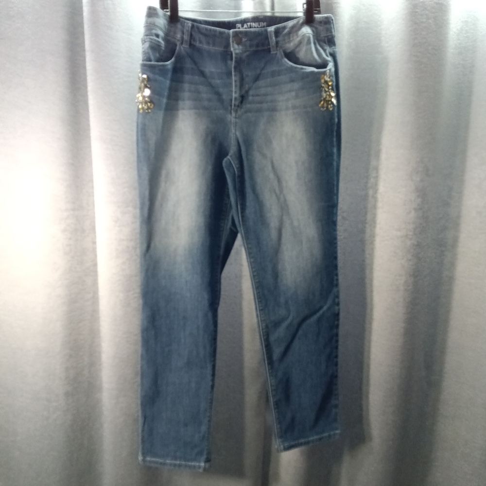 Distressed Bedazzled Ankle Jeans